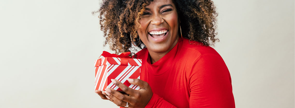 Woman holding a gift