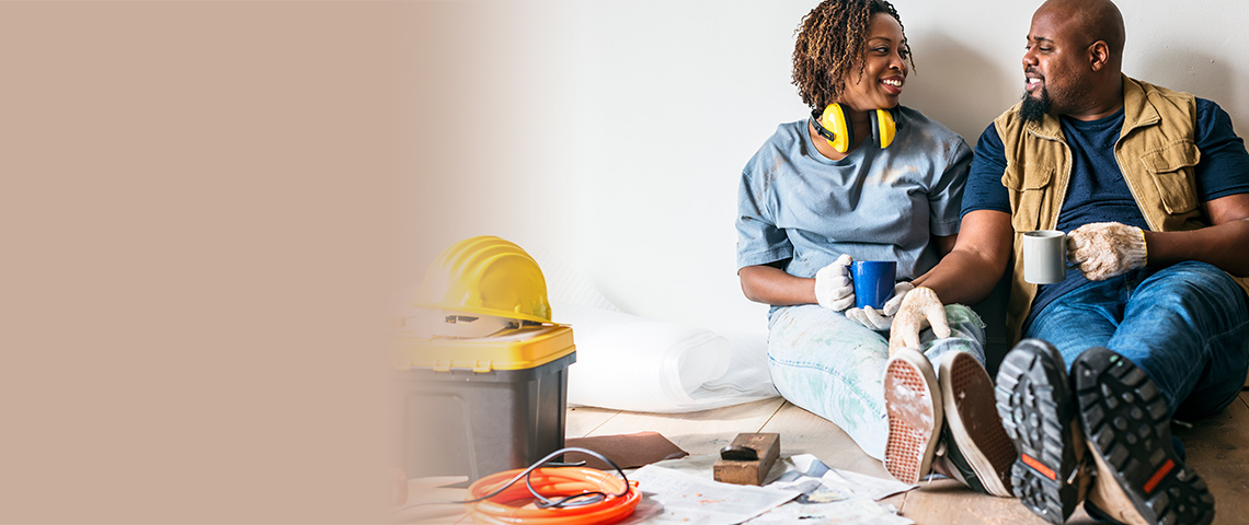 Couple taking break from home remodel