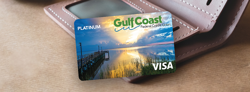 Gulf Coast FCU Visa Platinum Rewards Credit Card on wallet
