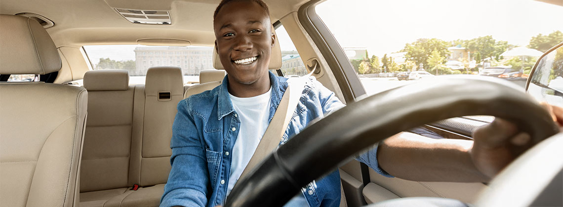 Man driving car